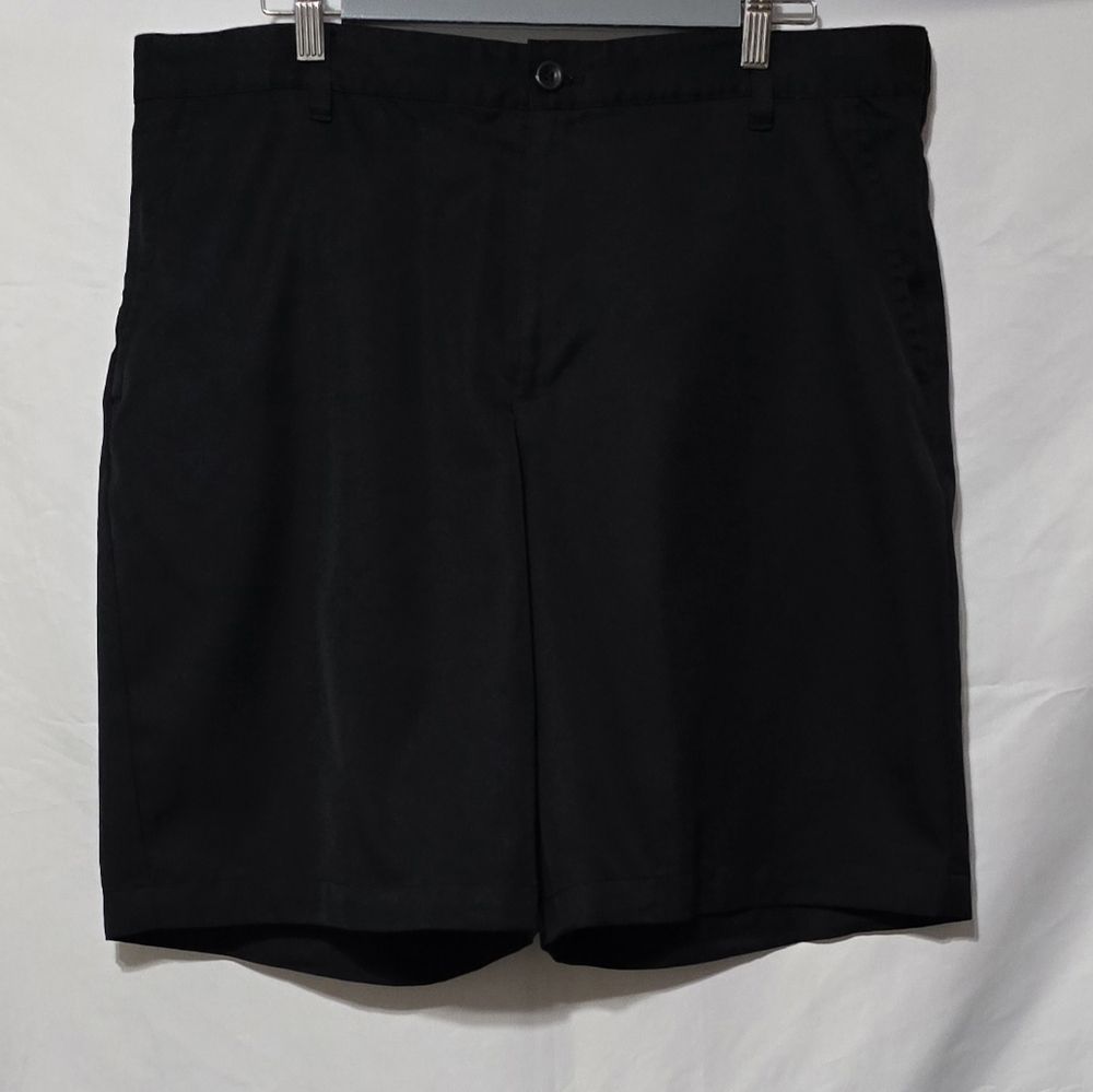 IZOD Men’s Black Flat Front Shorts | Classic Fit | Everyday Casual & Golf Style